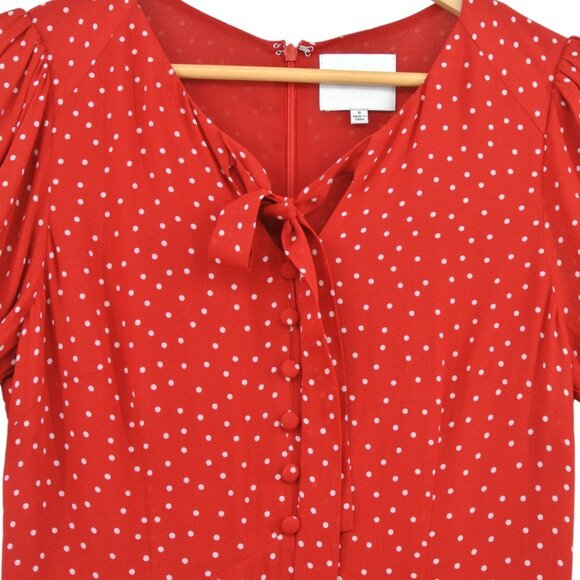 Reformation Red Dot Midi Dress w/ Sheer Sleeves (Size 6) - Picture 8 of 9